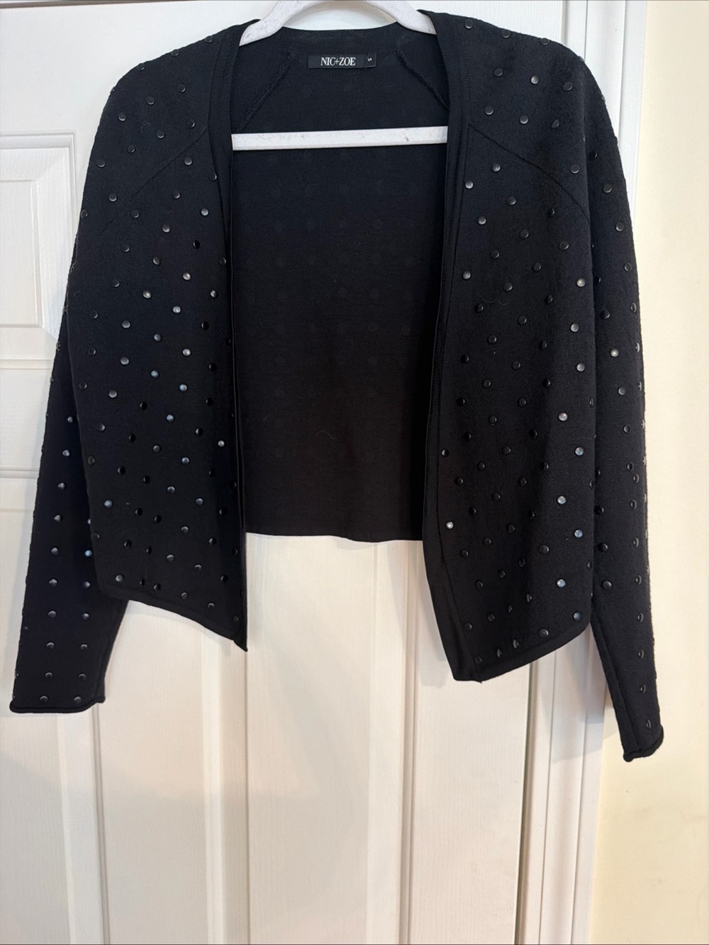 NIC+ZOE Black Stud-Embellished Open Cardigan Jacket